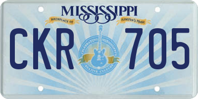 MS license plate CKR705