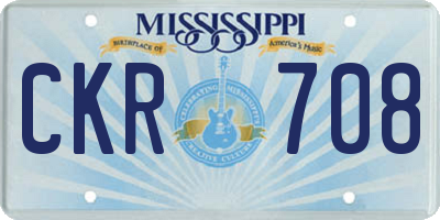 MS license plate CKR708
