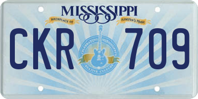 MS license plate CKR709