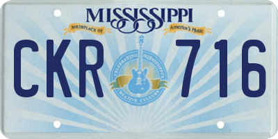 MS license plate CKR716
