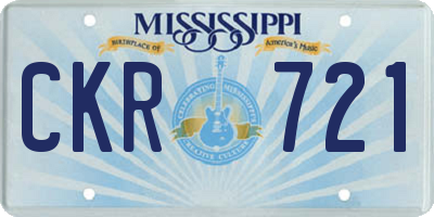 MS license plate CKR721