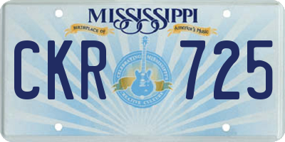 MS license plate CKR725