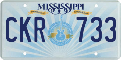 MS license plate CKR733