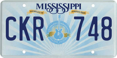 MS license plate CKR748