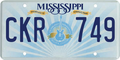 MS license plate CKR749