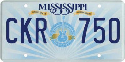 MS license plate CKR750