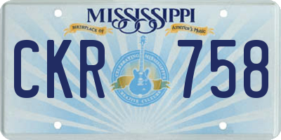 MS license plate CKR758