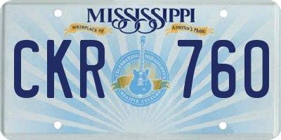 MS license plate CKR760