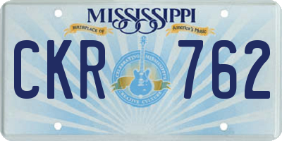 MS license plate CKR762