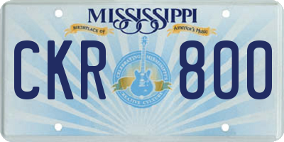 MS license plate CKR800