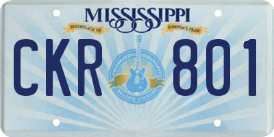 MS license plate CKR801
