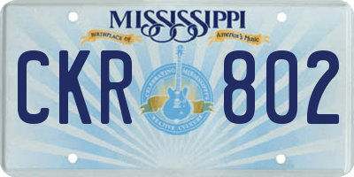 MS license plate CKR802