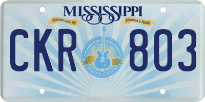 MS license plate CKR803