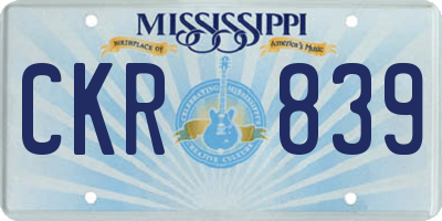 MS license plate CKR839