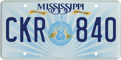 MS license plate CKR840