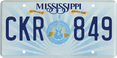 MS license plate CKR849