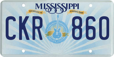 MS license plate CKR860