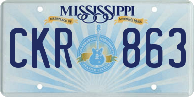 MS license plate CKR863