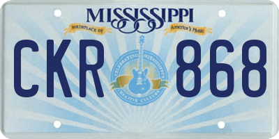 MS license plate CKR868