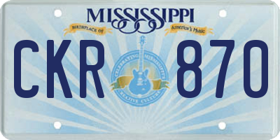 MS license plate CKR870