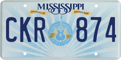MS license plate CKR874