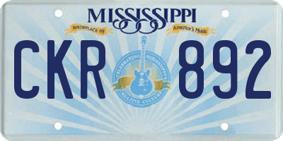 MS license plate CKR892