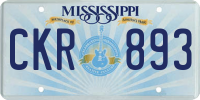MS license plate CKR893