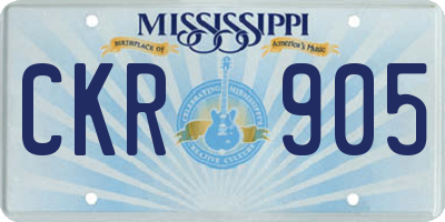 MS license plate CKR905