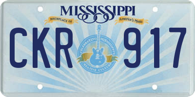 MS license plate CKR917