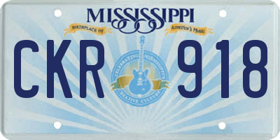 MS license plate CKR918