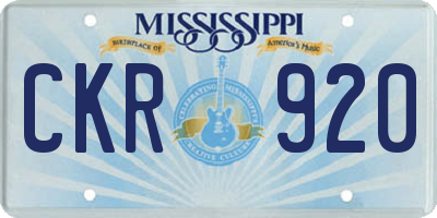 MS license plate CKR920