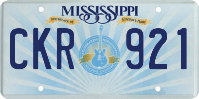 MS license plate CKR921