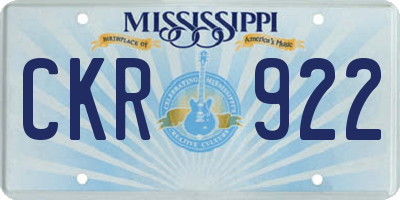 MS license plate CKR922
