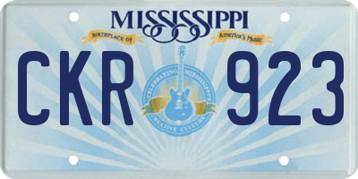 MS license plate CKR923
