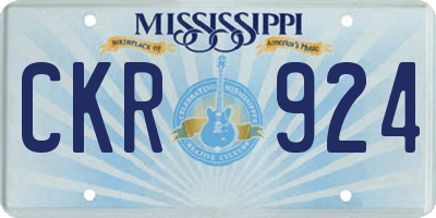 MS license plate CKR924