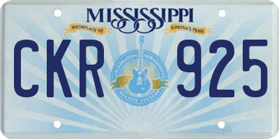 MS license plate CKR925