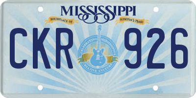 MS license plate CKR926