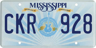 MS license plate CKR928