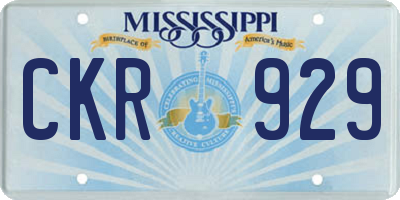 MS license plate CKR929