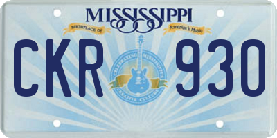 MS license plate CKR930