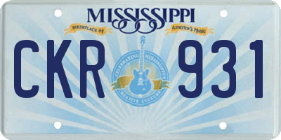 MS license plate CKR931