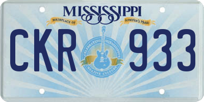 MS license plate CKR933