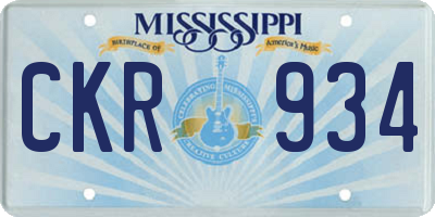 MS license plate CKR934