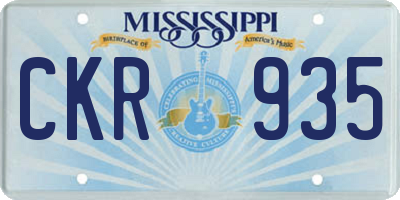 MS license plate CKR935