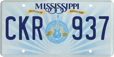MS license plate CKR937