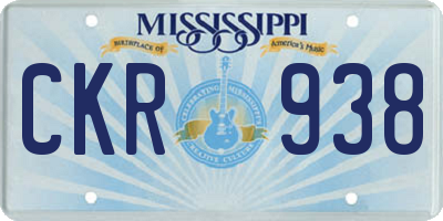 MS license plate CKR938