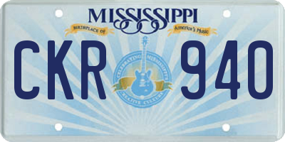 MS license plate CKR940
