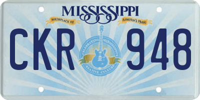 MS license plate CKR948