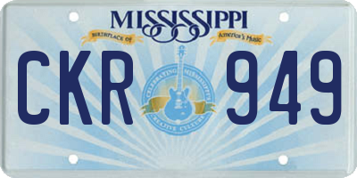 MS license plate CKR949