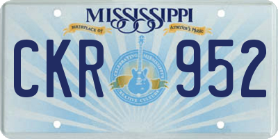 MS license plate CKR952